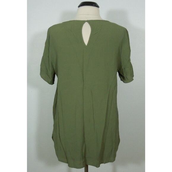 H&M (size 14) Women's Short Sleeve Olive Green Blouse - Picture 3 of 4